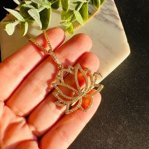 Flower Necklace Pave Crystal Lotus Pendant
